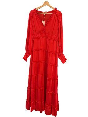 Chelsea & Violet Scarlett Red Tier Ruffle Maxi Dress Size Medium NWT